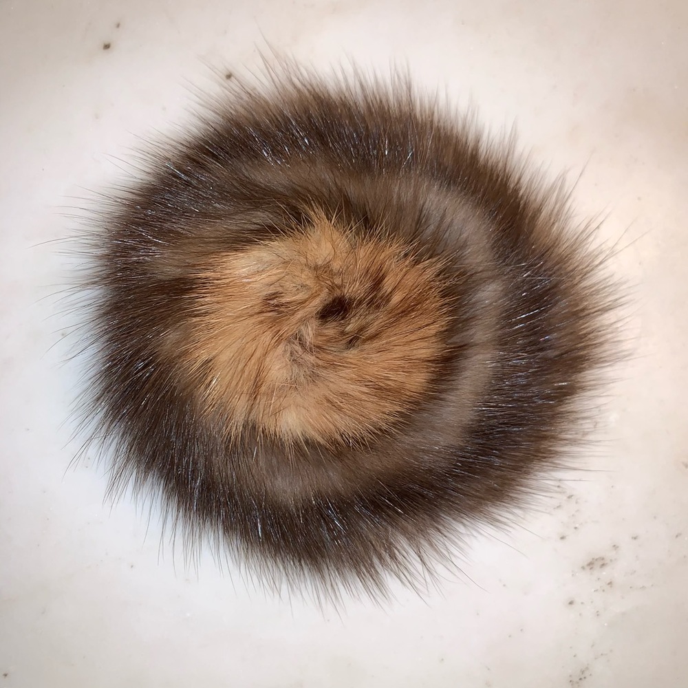 Mink flower brooch